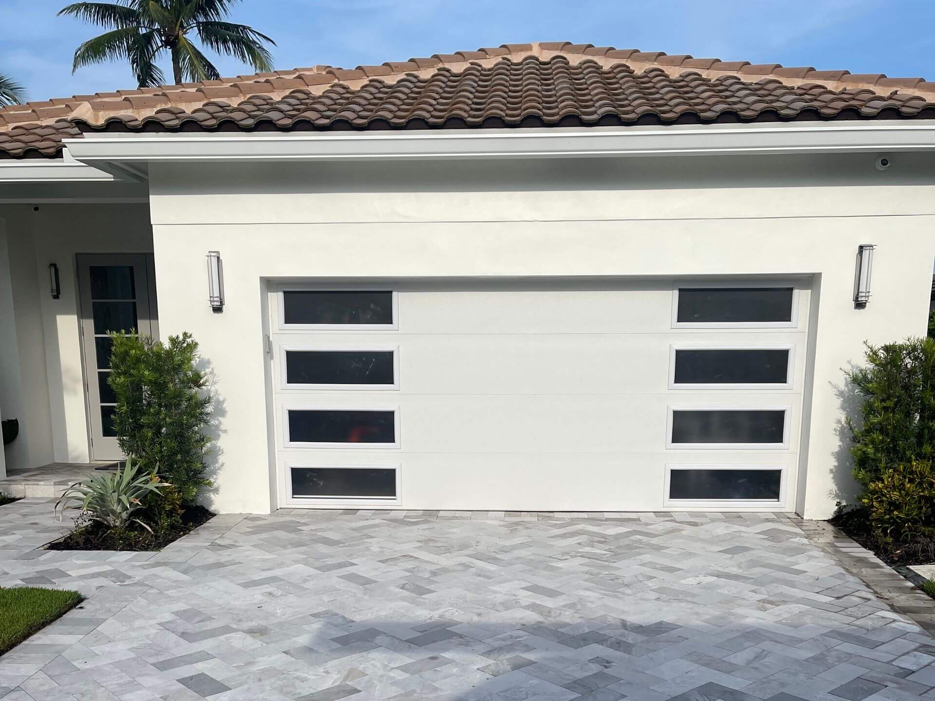 residential garage door with windows