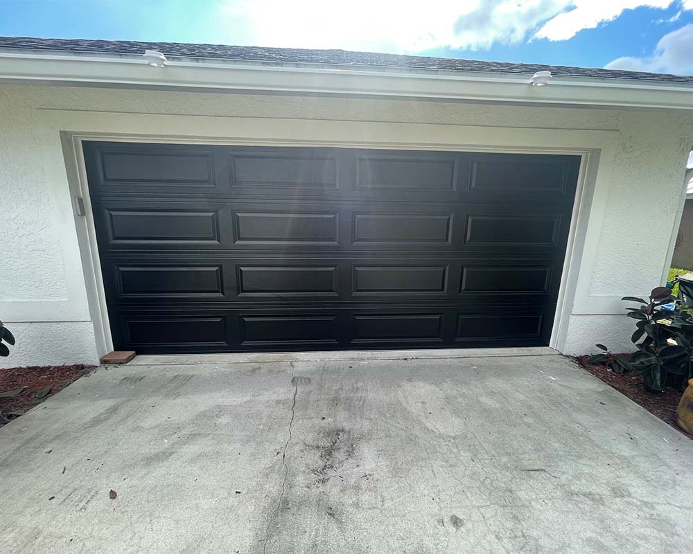 black garage door