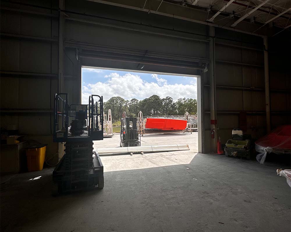 view of garage from interior