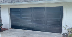 A finished garage door