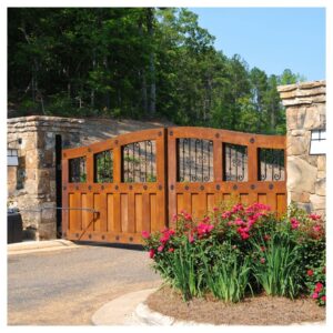 Wood and iron electric gate