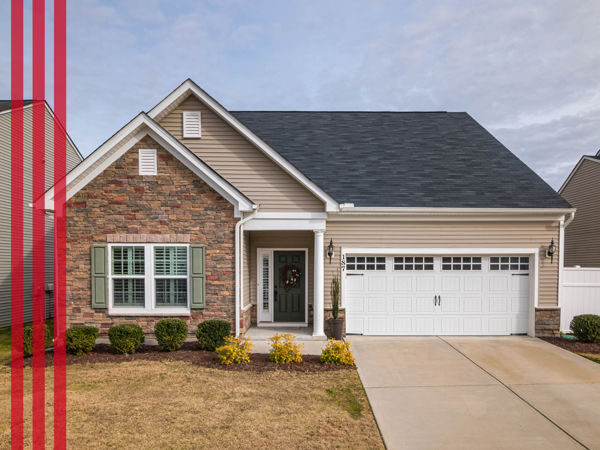 Family home with a garage door