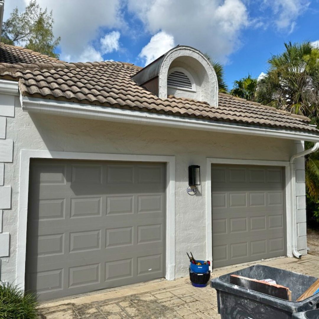 two garage doors closed