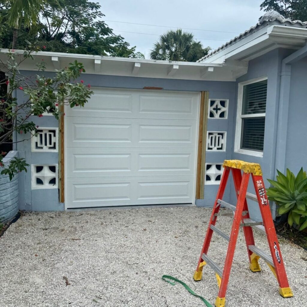 garage door repair in progress